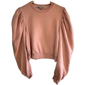 All Saints puff sleeve crew neck cotton terry sweatshirt size M good condition